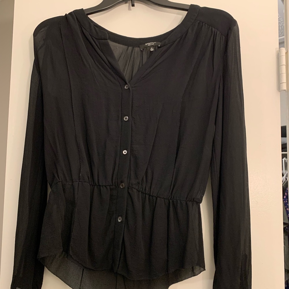Aritzia Babaton 100% silk peplum top XS